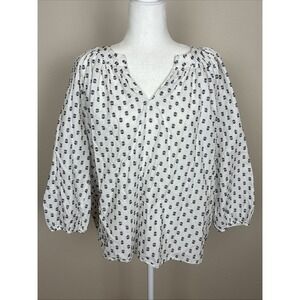Universal Threads White and‎ Blue Blouse Women's Size XL (B7)